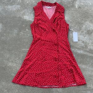 Reformation Leith Red and White Polka Dot Dress